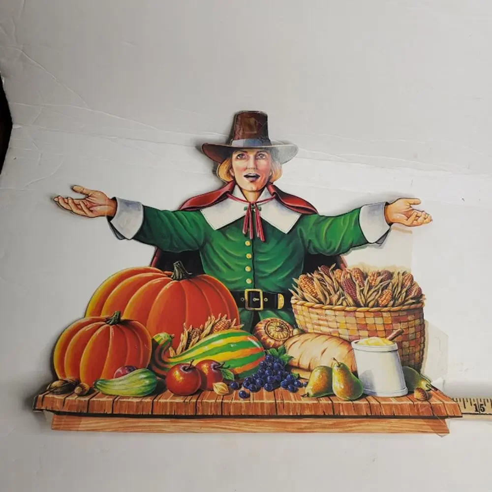 Beistle Paper Co. 1990 Thanksgiving Decorations Pilgrims Turkey Native American